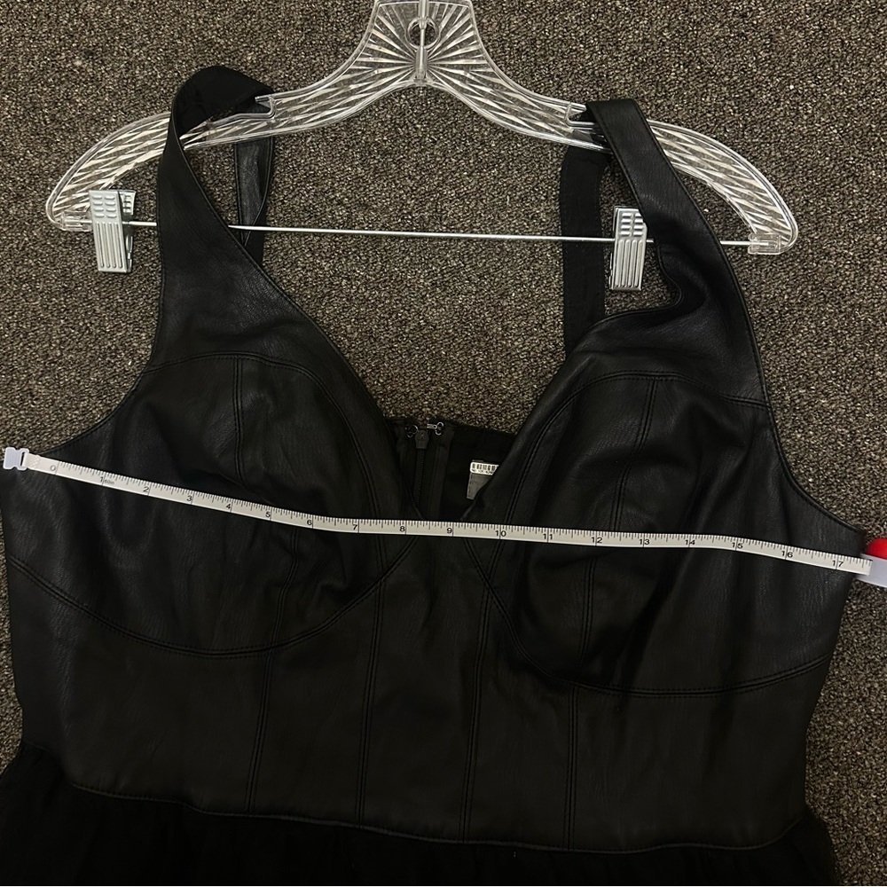 Anthropologie Black Dress- Leather too tulle bottom - Picture 7 of 8
